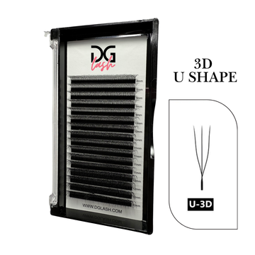 Extensiones de Pestañas U-3D Tecnología 3 puntas DG Lash - Fibra Premium 3D U 0.07/CC/Mix