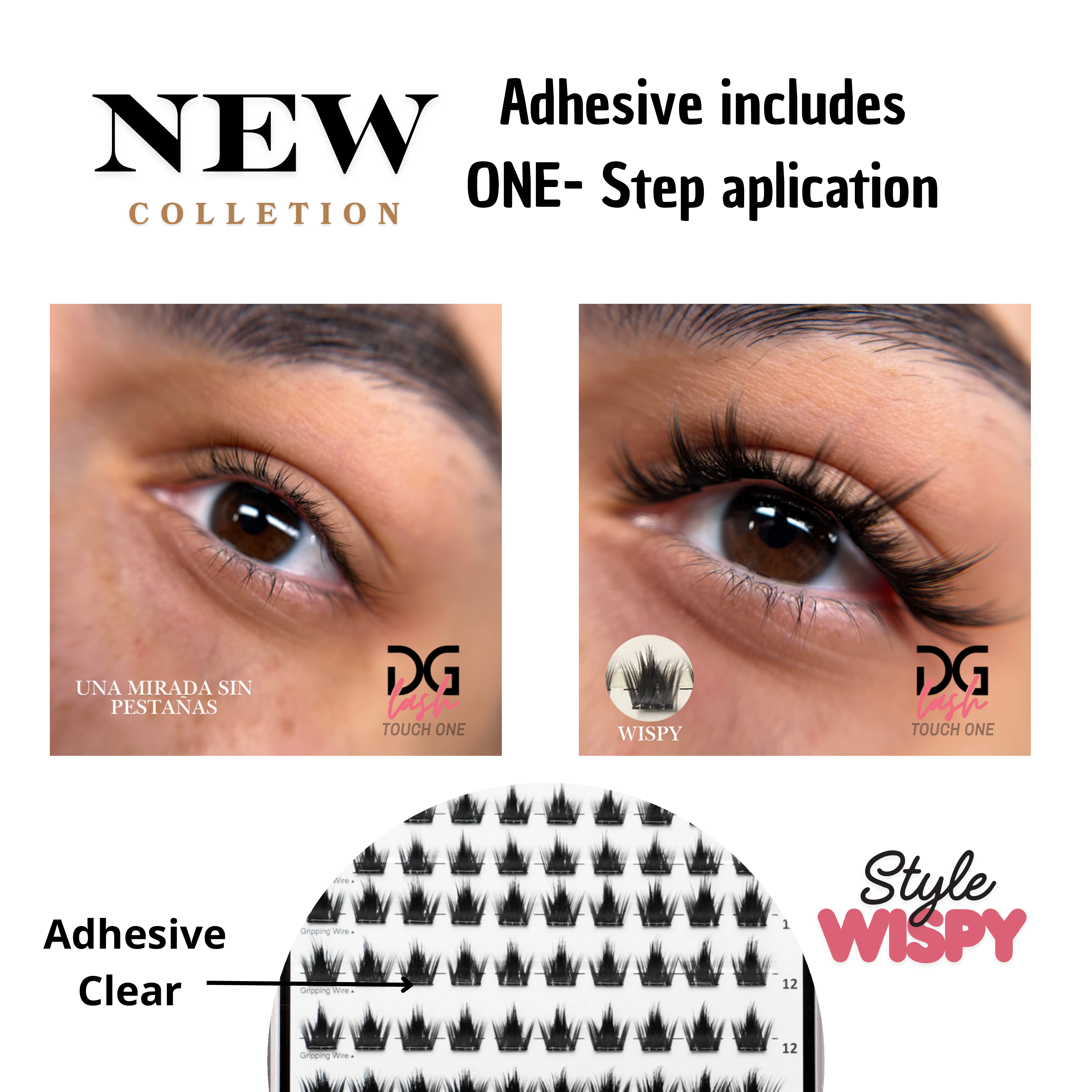Pestañas Postizas Autoadhesivas Touch One DG Lash – Aplicación Instantánea sin Pegamento