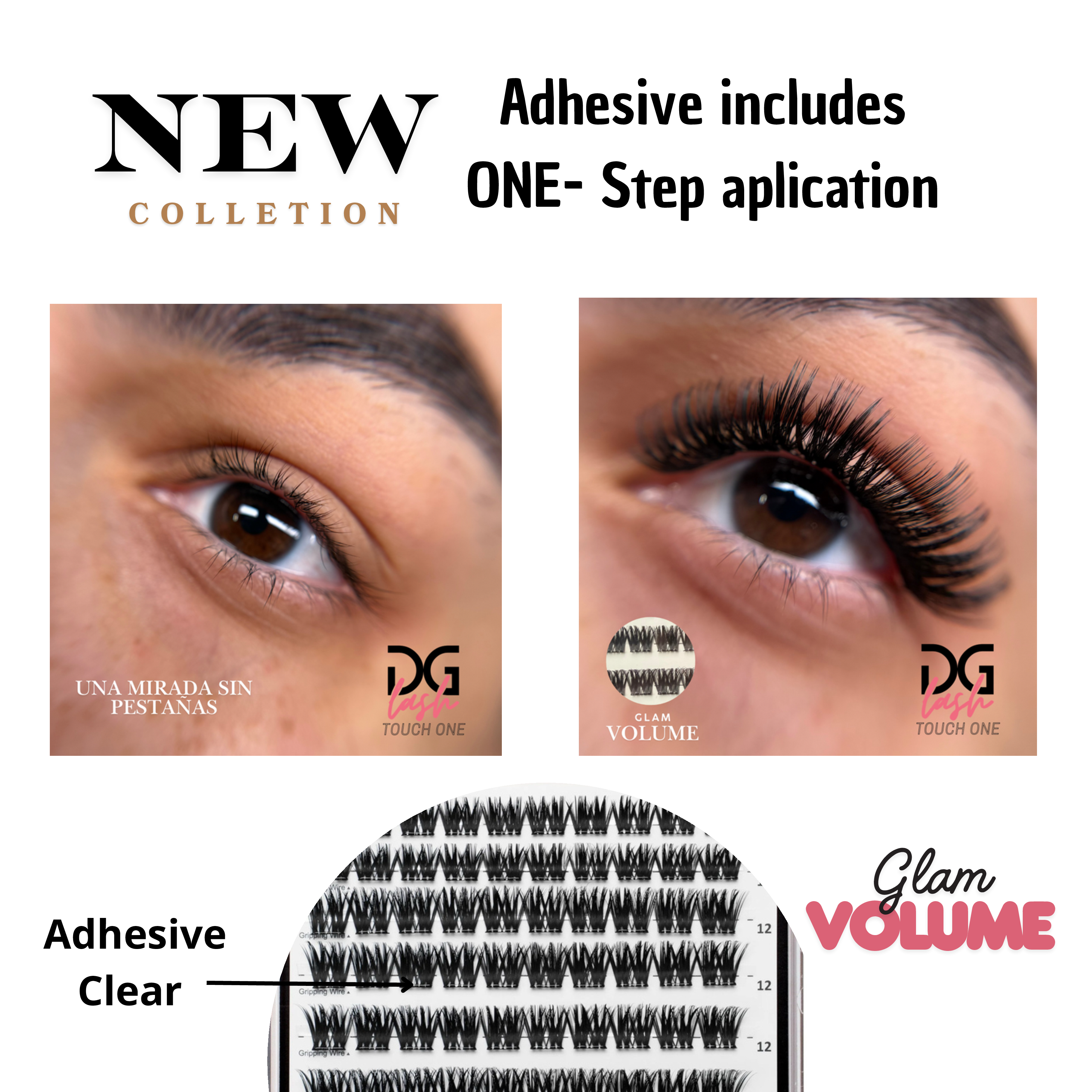 Pestañas Postizas Autoadhesivas Touch One DG Lash – Aplicación Instantánea sin Pegamento