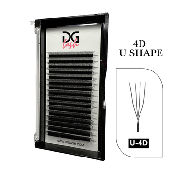 Extensiones de Pestañas U-4D Tecnológicos 4 puntas DG Lash- Fibra Premium 4D U 0.07/CC/Mix