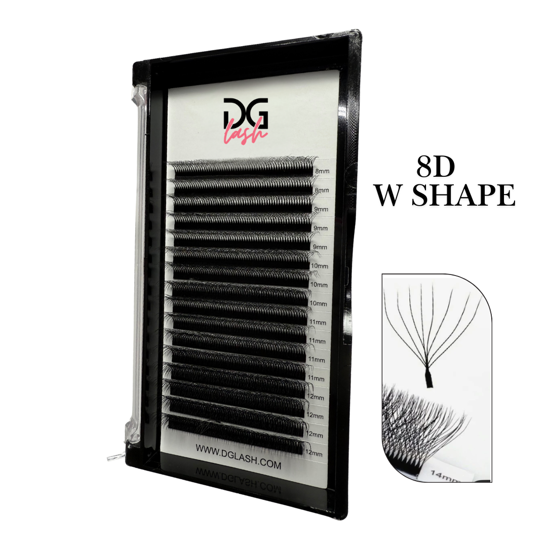 Extensiones de Pestañas W8 Tecnología 8 Puntas DG Lash - Fibra Premium 8DW 0.07/CC/MIX