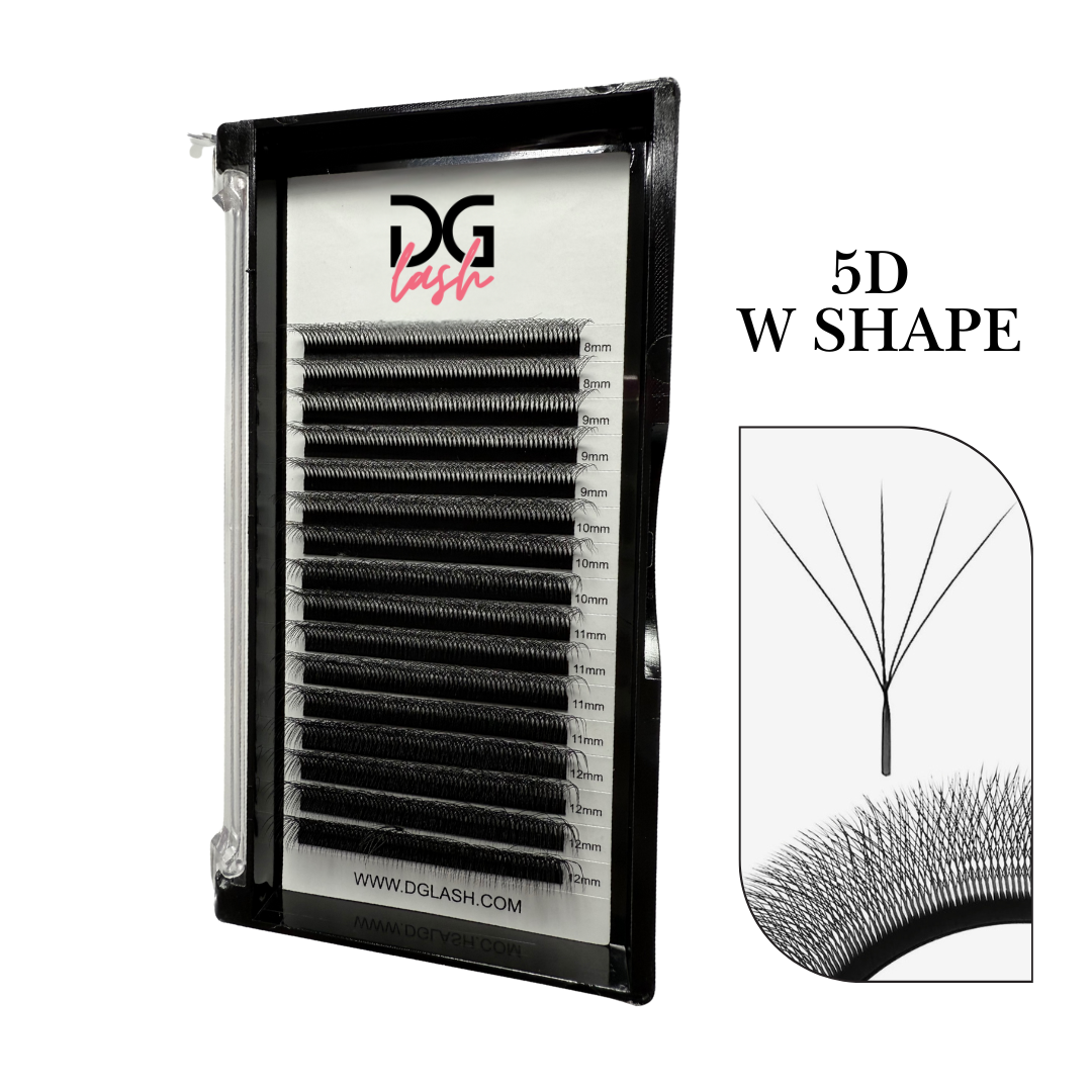 Extensiones de Pestañas W5 Tecnología 5 Puntas DG Lash – Fibra Premium 0.07mm Mega Volumen