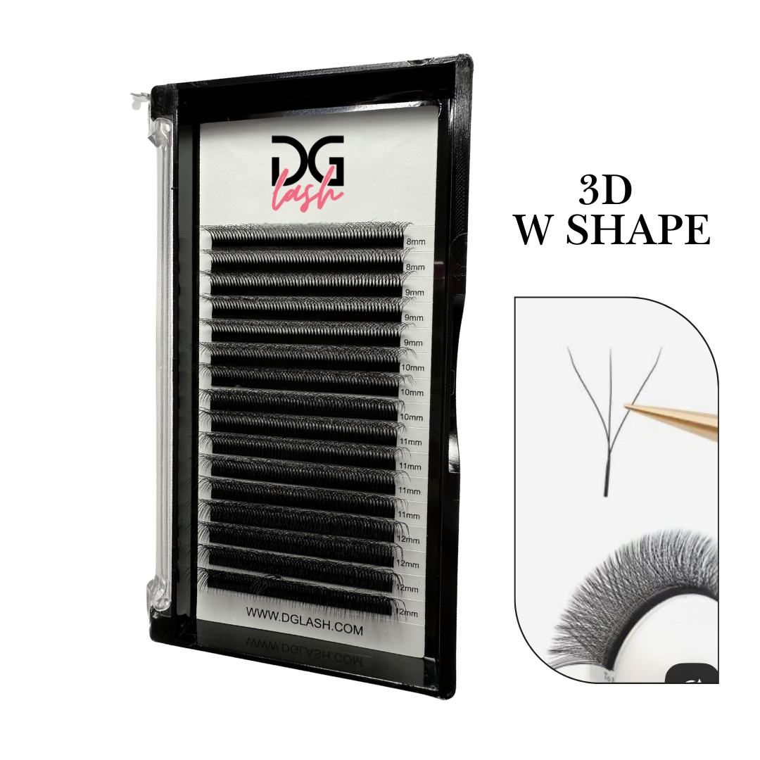 Extensiones de Pestañas W3 Tecnología 3 Puntas DG Lash – Fibra Premium 0.07mm Semi-Mate